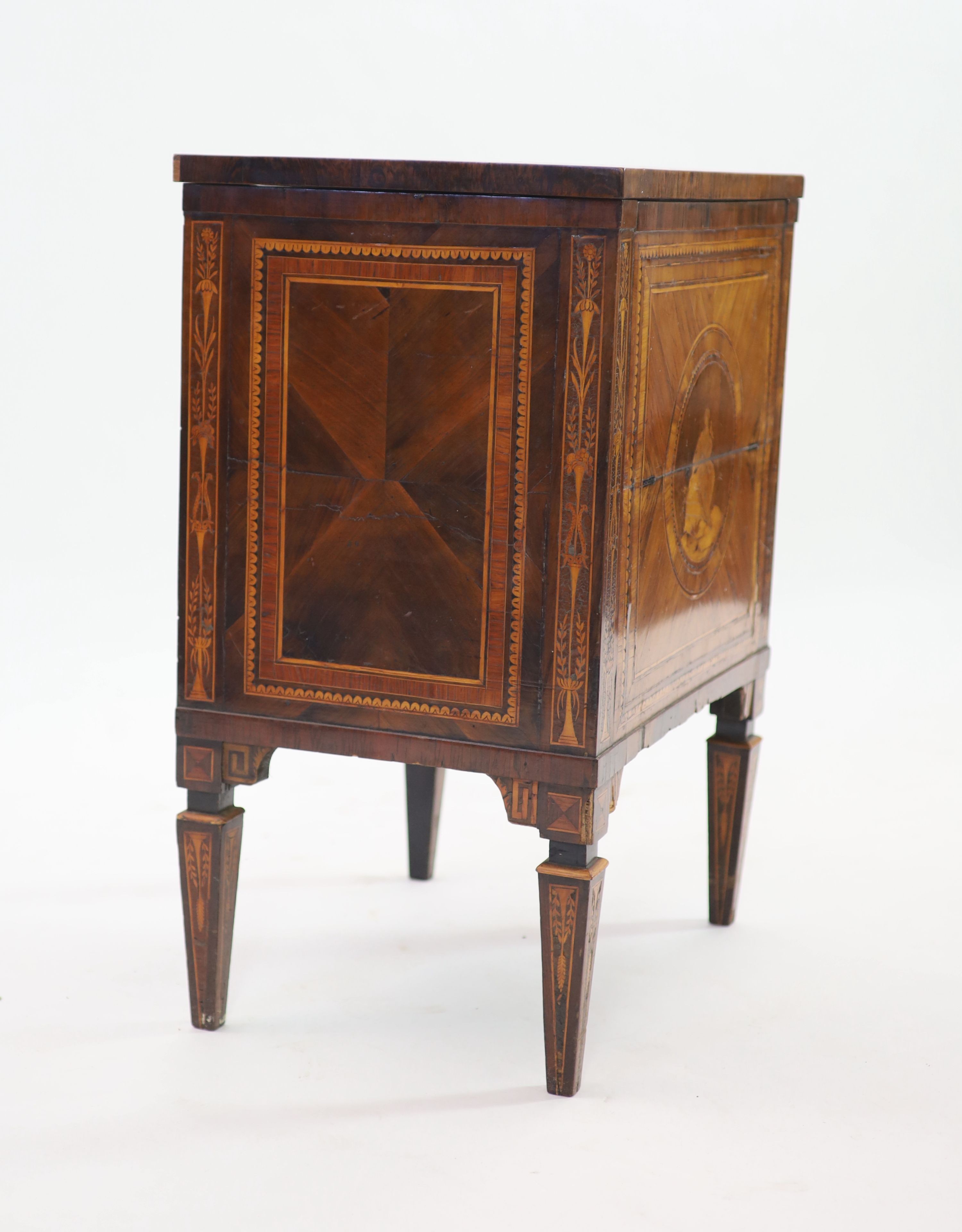 A late 18th century North Italian rosewood 'Comodino' in the manner of Giuseppe Maggiolini, W 59cm D 40cm H 76cm